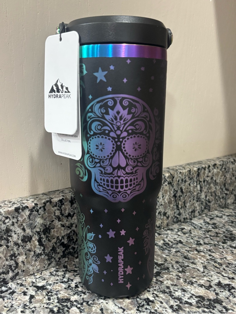 Hydrapeak Sugar Skull Day of the Dead Iridescent Insulated Tumbler Halloween